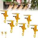 Fireplace Garland and Stocking Hanger 6-Pack, No-Drill Mantle Hangers, Adjustable Clip for 3-7 Inch Mantles, 20LB Load Capacity, Non-Slip Design Mantle Garland Holder (Gold)