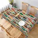 Mid Century Retro Drop Rectangle Tablecloth Waterproof Table Cloth Washable Table Cover for Decoration Kitchen Dining Room 60x90 Inch (White10)