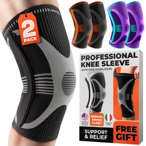 DR. BRACE ELITE Knee Brace with Size Stabilizer (2 Pack) Knee Brace for Women & Men, Workout, Sports, Daily Knee Compression Sleeve for Maximum Knee Pain Support & Fast Recovery (Mercury, X-Large) 2