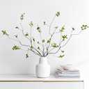 Ttranewsoo 4 Pcs Fall Stems Artificial Ficus Branches, 35.4 Inch Faux Eucalyptus Stems Fall Decor, Fake Leaves Fall Decorations for Home, Autumn Table Decor Fall Branches for Vase Green