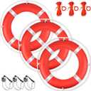 Life Ring, 23"/28" Boat Safety Throw Rings, Life Preserver Ring with Bracket and 98.5 FT Floating Rescue Rope, Outdoor Professional Throwable Flotation Device