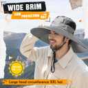 Oversize Sun Hat Men XXL Wide Brim Bucket Hat Big Head Waterproof UPF 50+ Summer Sun Cap for Fishing Hiking Safari (Gray)
