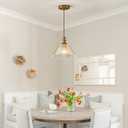 10.62-inch Hanging Light Fixture for Kitchen, Single-Light Island Pendant with Painted Glass Shade and Brass Finish, E26 Socket, Kitchen Island Pendant Light (Bulb not Included)