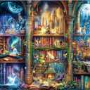 Puzzles for Adults 1000 Pieces, Enchanted Library Jigsaw Puzzle with 1:1 HD Poster, Perfect Interlocking No Dust, Stress Relief Ideal Gift for Family Games