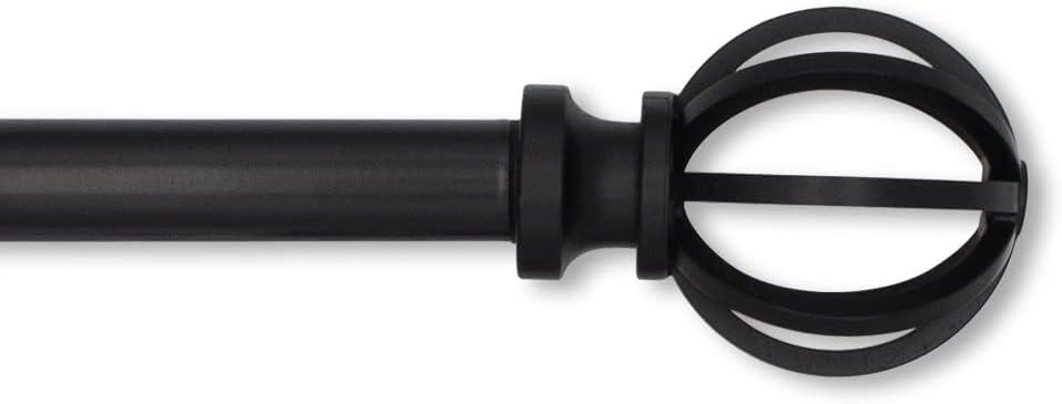Lumino Cage Single Curtain Rod Set, 5/8" Diameter - Starting at $14.99 - (With Multiple Color Options), Curtain Rod, Drapery Rod, Decorative Rod, Dcor, Black, 30-84" Width