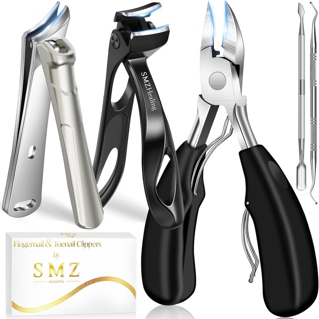 Toenail Clippers for Seniors Thick Toenails, Angled Head Heavy Duty Large Toe Nail Clippers for Men Thick Nails with Wide Opening, 45 Degrees Slanted Curved Blade Ingrown Toenail Clippers Nail Cutter