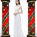 2 Pcs 5.8 ft Movie Award Night Red Carpet Column Decorations Prom Stand up Cardboard Cutout Life Size Award Red Carpet Theme Party Decoration Backdrop Photo Props Standup for Movie Awards Party Supply