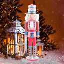 IMIKEYA Christmas Nutcrackers Figure: 1PCS Pink Wooden Nutcracker Soldier Christmas Ornament Decoration Ornament for Xmas Indoor Tabletop Desktop Shelves
