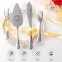 5 x Cake Cutting Set for Wedding, Cake Knife and Server Set with Forks for Mr and Mrs Bridal Shower Gifts (Silver)