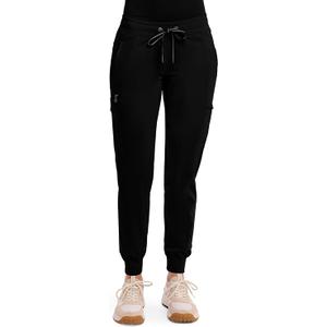 Healing Hands Purple Label Women's Jogger Scrub Pant with 7 Pockets 2-way Stretch, Moisture-Wicking Fabric, Adjustable Drawstring Waistband, Rib-Knit Waist & Cuffs, Quick Dry, For Active Wear, Black, XL