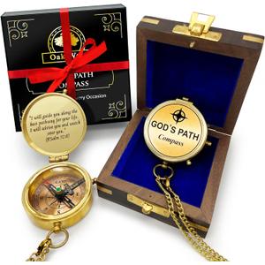 God's Path Compass  Communion & Confirmation Gift for Teenage Boys | Baptism Religious Gifts for Men, Christian, Catholic, Graduation | Sentimental & Inspirational Present  Greeting Card Included
