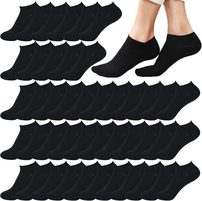 Low Cut Ankle Socks for Women No Show Casual Breathable Athletic Socks Bulk for Sport,  20 Pairs Black