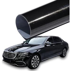 AuMoHall Glossy Metallic Black Car Vinyl Wrap Film Self-Repairing Sparkling Diamond Metal Black Car Protective Film DIY Vehicle Vinyl Film, 59.84" x 29.52"