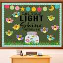 Kosiz 96 Pcs Let Your Light Shine Church Bulletin Board Religious Christian Classroom Bulletin Board Wall Decor Firefly Jar Cutouts for Sunday School Classroom Supplies Wall Decor