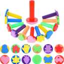 12 Pack Assorted Foam Paint Brushes, EVA Sponge Brushes for Crafting, Painting, Drawing, Art Projects, Includes Hearts, Stars, Leaves, Butterflies