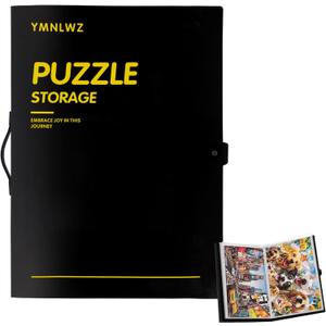 YMNLWZ Puzzle Storage Folder for 1000-Pieces, Keeping Large Capacity Jigsaw Puzzles, Space-Saving Organizer Accessory, Portable keeper with 20 Pockets, Dustproof & Protective Puzzles Accessory (Black)