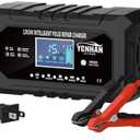 15-Amp Battery Charger LiFePO4 Trickle Car Battery Charger 12V 24V Fully-Automatic Smart Battery Chargers, Lead Acid Portable 9-Stage Smart Battery Maintainer with Temp Compensation(Black)