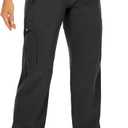 Women's Hiking Pants Quick Dry UPF 50 Lightweight Travel Golf Cargo Safari Pants Zipper Pockets (Medium Petite, Black)