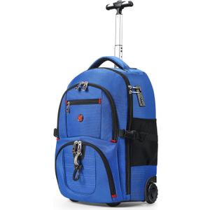 star cloud 21x14x9 Rolling Backpack with Wheels - Water-Resistant, 17.3" Laptop Compartment, Ideal Carry-On for Overnight Travel, College, Work - Wheeled Business Backpack for Adults (Blue)