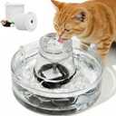 Glass Cat Water Fountain 88oz/2.6L, Cat & Dog Water Fountain for Drinking, Ultra-Quiet Glass Water Fountain for Cats Indoor, Pet Water Fountain for Multi-Cat Homes, Automatic Water Dispenser for Cats