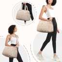 Wandering Nature Personal Item Travel Bag, Small Duffle Bag for Women with Wet Pocket & 14'' Laptop Compartment, Lightweight Carry on Weekender Duffel, Gourd Pattern (Beige)