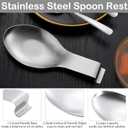 8 Pcs Stainless Steel Spoon Rest, Large Size Spoon Spatula Ladle Holder for Kitchen Counter Stove Top Heavy Duty Utensil Rest Serving Spoon Rest for Home Buffet Use, Silver