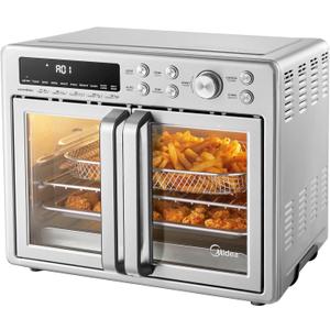 Midea Flexify French Door Toaster Oven Air Fryer Combo, 26.4 QT, Extra Large Air Fryer Countertop Oven 10-in-1 Combo, 25% Faster Cooking and 90% Less Oil, Stainless Steel