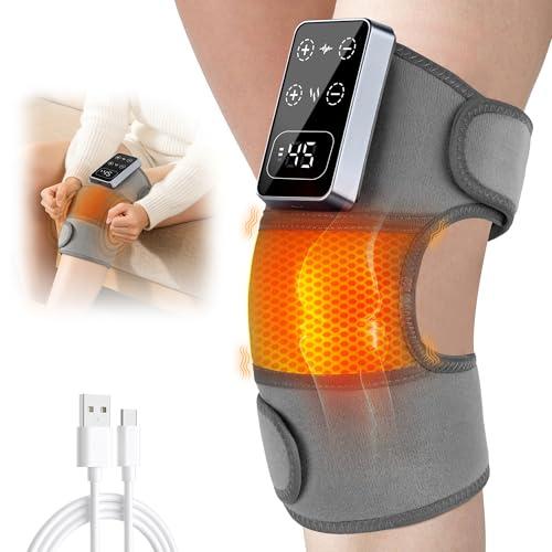 YAZHI Cordless Knee Massager for Pain Relief – Electric Heated Knee Brace, 5 Heat Levels & 3 Massage Modes, Gifts for Men and Women 1pack