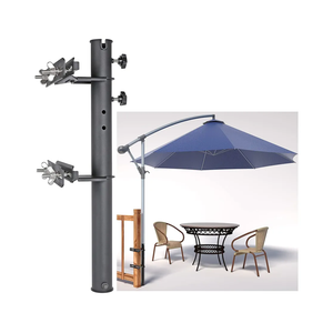 Patio Table/Offset Umbrella Railing Holder, Stainless Steel Outdoor Umbrella Mount/Bracket for Deck Railing, Adjustable Base Width (Tube ID: 2.05")