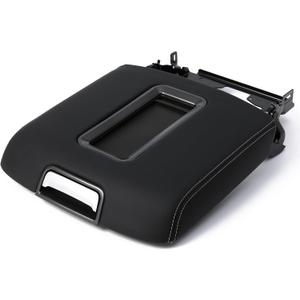 Center Console Armrest Lid with Steel Bracket, Black Synthetic Leather Console Lid for 2014-2019 Chevy Silverado/Tahoe/Suburban & GMC Sierra/Yukon/Yukon XL, Replaces 0227083AA