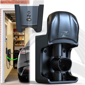 Tesla Charger Holder, Swivel Tesla Mobile Charger Wall Mount, Garage or Tight Space Use, Not Stick Out, Keep 25ft Cord Off Floor, EV Charging Cable Organizer Hanger