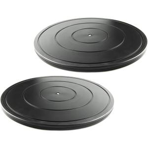16 Inch Lazy Susan Turntable - Heavy Duty Rotating Swivel Steel Ball Bearings - Flat Base Stand for TV/Computer/Monitor/Arts/Crafts/Bonsai/Statue/Cabinet Organizer (2 Pack/Black)