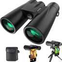 30x52 Binoculars for Adults - HD High Powered Binoculars with Phone Adapter and Tripod, Waterproof & Large View Telescope for Bird Watching, Hunting, Stargazing, Hiking, Travel, Sports (Black)
