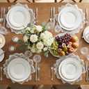 15" Silver Flower Round Placemats Set of 4 PVC Waterproof Heat-Resistant Easy Clean Table Mats 39cm Round Dining Mats
