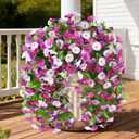 INQCMY Artificial Flowers for Outdoor Spring Summer Decoration Faux Silk Morning Glory Fake Hanging Flowers UV Resistant Look Real for Home Porch (Orchid-2B)