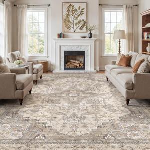 EIEIHOUSE 12x15 Area Rug Washable Vintage Rugs for Living Room Brown/Multi