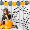 4 x 3D Halloween Bats Decorations Party Supplies,120PCS Bat Stickers for Wall with 4 Different Sizes, Black PVC Bats for Halloween Party Decorations Indoor