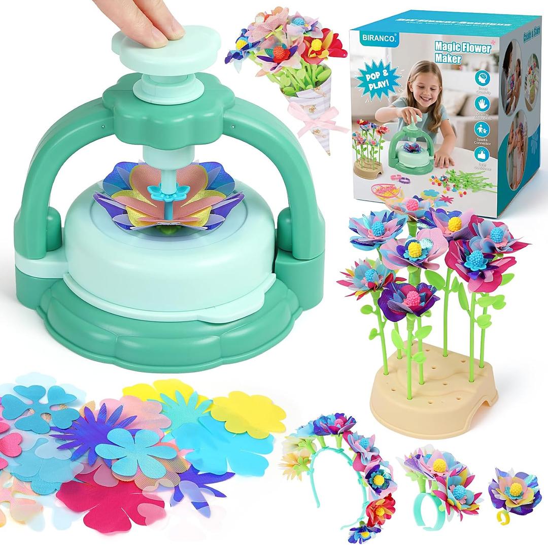 BIRANCO. DIY Flower Bouquet Maker Kit for Kids Build Your Own Flower Market, Arts & Crafts Toys for Girls Ages 4-8, Educational Activity with Rich Accessories, Great Gift Idea