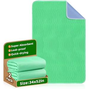 Bed Pads Washable Waterproof (4 Pack, 34" × 52"): Extra Heavy Absorbency, Reusable Bedwetting Incontinence Underpads for Kids, Baby, Adults, Elderly & Pets, Protective Pad for Bed, Sofa, Couch, Floor