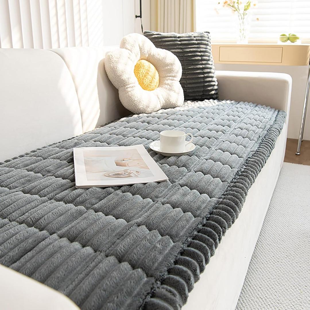 ZQFFB Pet Couch Cover Dogs Washable Non-Slip Couch Protector Pet Friendly Dog Mat for Couches and Sofas (27.6x70.9, Dark Gray)