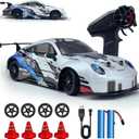HTURCCOP RC Drift Car 2.4GHz 1:24 Scale 4WD High Speed Remote Control Cars Vehicle with LED Lights Two Batteries and Drifting Tires Racing Sport Toy Cars for Adults Boys Girls Kids (White)