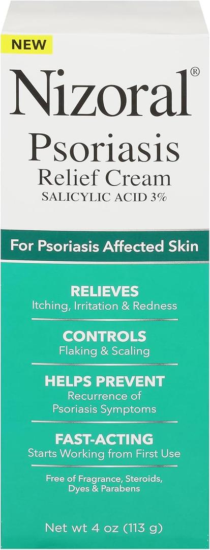 Nizoral Psoriasis Relief Cream, Maximum Strength, 4 Fl Oz, Relieves Itching, Irritation & Redness, Controls Flaking and Scaling, Salicylic Acid 3%