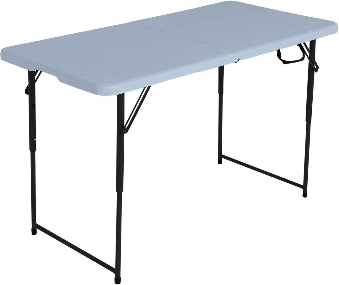 4-Foot, Height Adjustable, Fold in Half Table, Gray