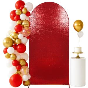 Eternal Beauty 7.2 FT Arch Backdrop Covers Sequin Backdrop Red Arch Cover for Wedding Party Birthday Flower Balloon Stand