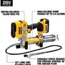 DEWALT Grease Gun Kit 20V MAX with 4.0Ah Battery and Charger, Cordless Grease Gun, LED Light, 42 Hose, 10,000 PSI, Variable Speed Triggers (DCGG571M1)