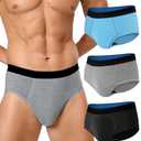 SUNCHIRI Incontinence Underwear for Men, 150ML Absorbent Washable Protective Leak Proof Reusable, Briefs 3 Pack (Multicolor02, X-Large)