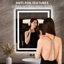 LOAAO 35.4"x29.9" LED Mirror for Bathroom, Lighted Bathroom Mirror with Lights, Anti-Fog, Dimmable, Memory Function, Clear Reflection