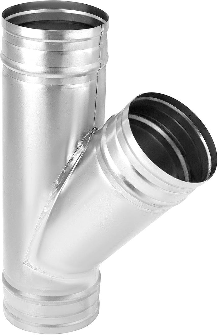 QWORK 4" Duct Splitter, 45 Degree 4 Inch Branch Metal Duct Connector 3 Way Hose Adapter/Splitter (1 Pack)