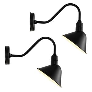 8" Barn Gooseneck Light Fixture with Extended Arm - Vintage Outdoor Sign Light for Dining Room, Shop Farmhouse Gooseneck Light - 2 Pack