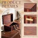 Nosiny Scalloped Wooden Jewelry Box Trinket Organizer with Lid Fan Shaped Decorative Storage Box for Keepsake, Rings, Earrings, Photos, Home Nightstand Dresser Display, 7.25 x 10 x 3.88 Inches